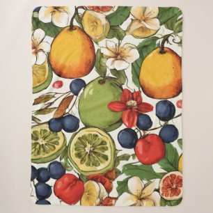 Mediterranean Limes, Lemons and Flowers. Painted Sherpa Blanket