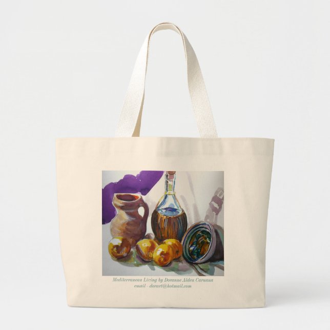 Mediterranean Living by Doranne Alden Caruana Large Tote Bag (Front)