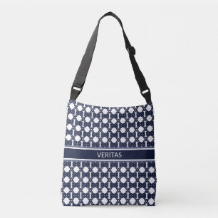 Mediterranean Look Pattern in Navy Blue & White Crossbody Bag