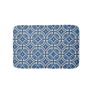 Mediterranean Lotus Tile Pattern - The White Lotus Bath Mat
