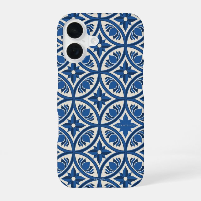 Mediterranean Lotus Tile Pattern - The White Lotus iPhone 16 Case (Back)