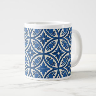 Mediterranean Lotus Tile Pattern - The White Lotus Large Coffee Mug