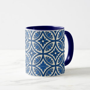 Mediterranean Lotus Tile Pattern - The White Lotus Mug