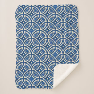 Mediterranean Lotus Tile Pattern - The White Lotus Sherpa Blanket