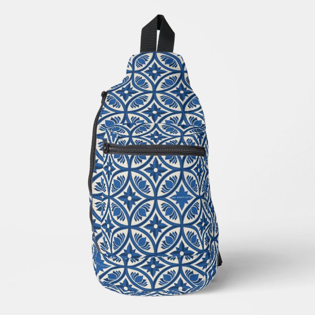 Mediterranean Lotus Tile Pattern - The White Lotus Sling Bag (Front)