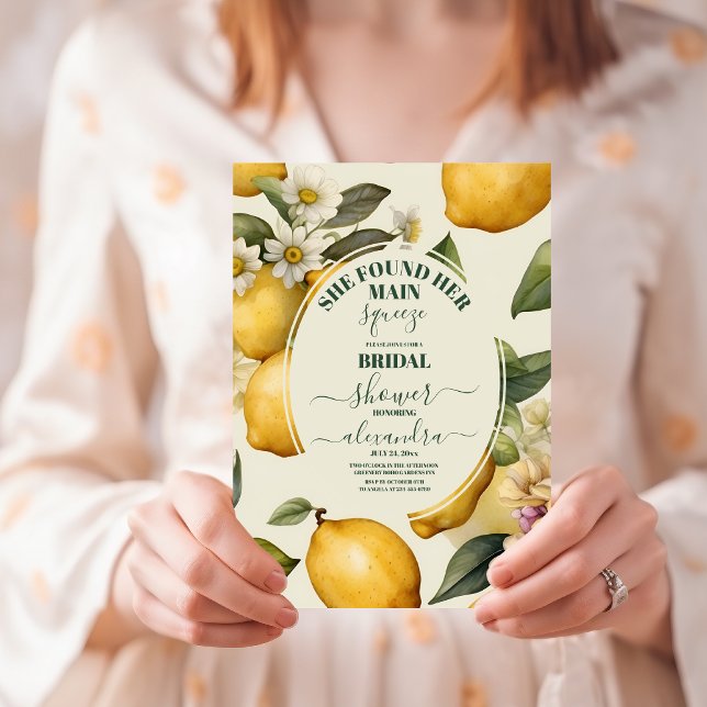Mediterranean Main Squeze Lemon Bridal Shower Invitation (Creator Uploaded)