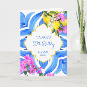 Mediterranean Majolica tiles lemons birthday party Invitation