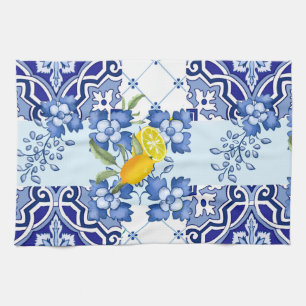 Mediterranean,majolica,tiles  Tablecloth Tea Towel