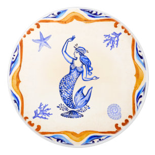 Mediterranean Mermaid Ceramic Knob