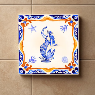 Mediterranean Mermaid Ceramic Tile