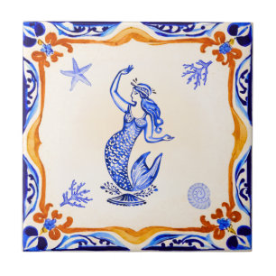 Mediterranean Mermaid Ceramic Tile