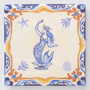 Mediterranean Mermaid Stone Coaster