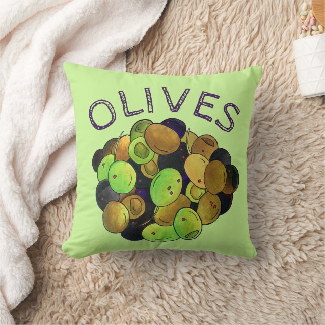 Mediterranean Mixed Olives Greek Food Kalamata Cushion (Blanket)