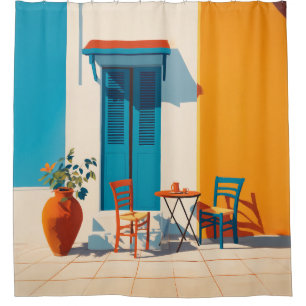 Mediterranean Morning Terrace Bliss Shower Curtain