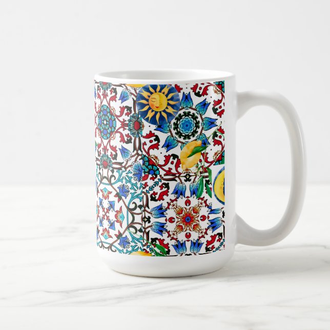 Mediterranean,Moroccan,mosaic,lemon art Coffee Mug (Right)