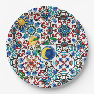Mediterranean,Moroccan,mosaic,lemon art Paper Plate