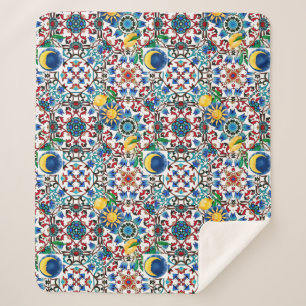 Mediterranean,Moroccan,mosaic,lemon art Sherpa Blanket