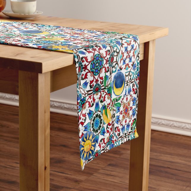 Mediterranean,Moroccan,mosaic,lemon art Short Table Runner (In Situ)
