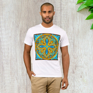 Mediterranean Moroccan Tile Pattern Blue and Gold T-Shirt
