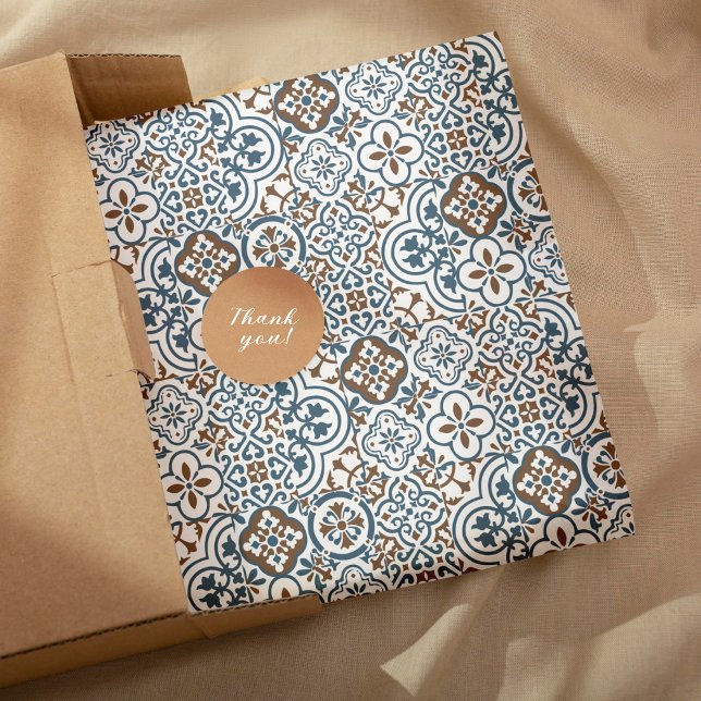 Mediterranean Moroccan Tile pattern Wrapping Paper Sheet (1 pattern , 3 layouts)
