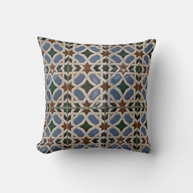 Mediterranean Mosaic Blue Green Cushion (Front)