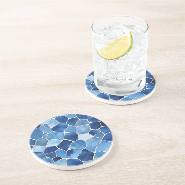 Mediterranean Mosaic Sandstone Coaster (Side)