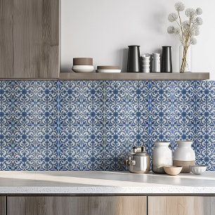 Mediterranean Navy Blue White Modern Ceramic Tile