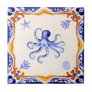 Mediterranean Octopus Ceramic Tile