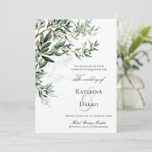 Mediterranean Olive Branch Wedding Invitation