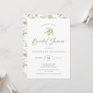 Mediterranean Olive Bridal Shower Invitation