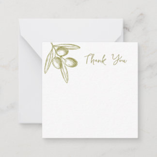 Mediterranean Olive Bridal Thank You card