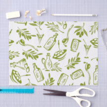 Mediterranean Olive Green Classic Cottage Pattern