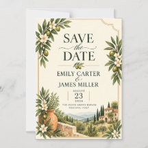 Mediterranean Olive Grove Save the Date | Italian