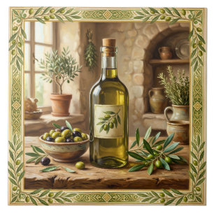 Mediterranean Olive Oil Tuscan Kitchen Backsplash Ceramic Tile