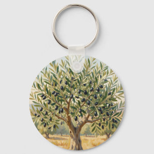 Mediterranean Olive Tree Landscape Key Ring