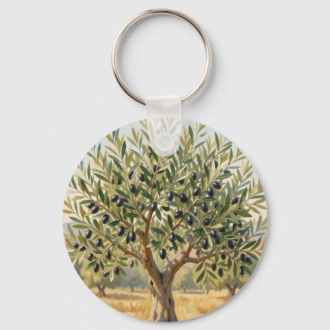 Mediterranean Olive Tree Landscape  Key Ring (Front)