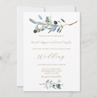Mediterranean Olive wedding invitation 