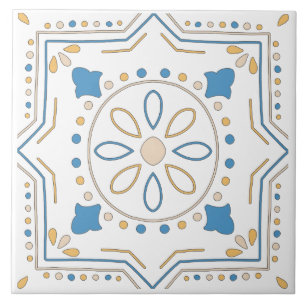 Mediterranean Orange Blue Pink Geometric Andalouse Ceramic Tile