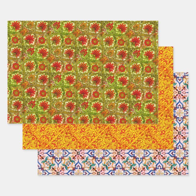 Mediterranean Pattern sampler Wrapping Paper Sheet (Set)