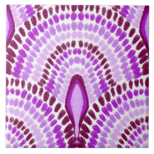 Mediterranean Pink Mosaic-Hand-Painted Scallops Ceramic Tile