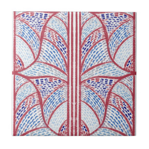 Mediterranean Red and Blue Mosaic Pattern  Ceramic Tile