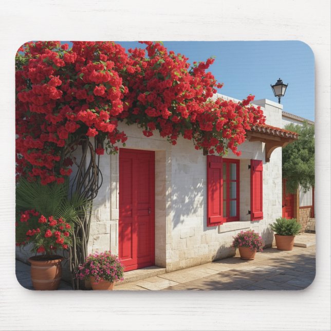 Mediterranean Red Door Garden Mousepad (Front)