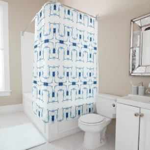 Mediterranean Retreat - Aegean Fretwork Shower Curtain