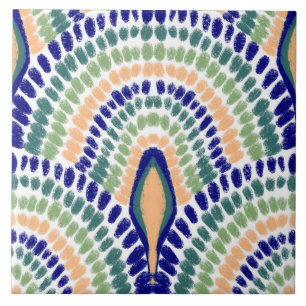 Mediterranean Retro Mosaic-Painted Scallops Ceramic Tile