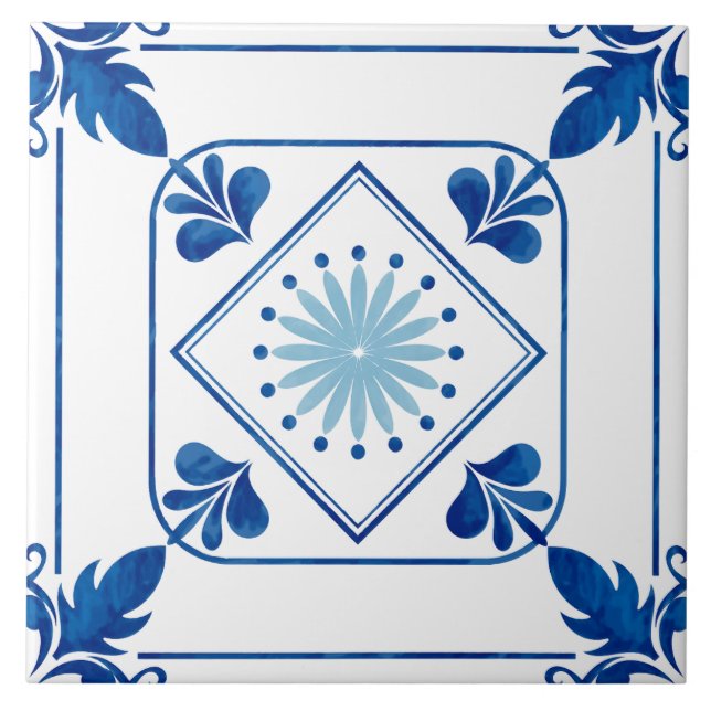Mediterranean Rosette (Light Blue) Ceramic Tile (Front)