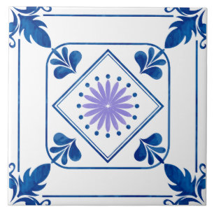 Mediterranean Rosette (Lilac) Ceramic Tile