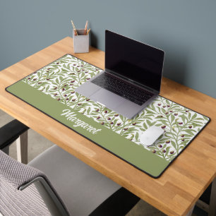 Mediterranean Sage Green Olive Branch Desk Pad
