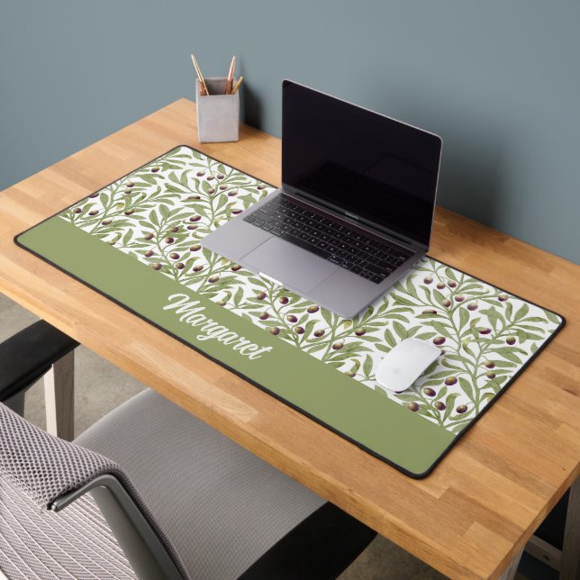 Mediterranean Sage Green Olive Branch Desk Pad (Office 2)