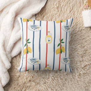 Mediterranean Sardines and Lemons Pattern Cushion