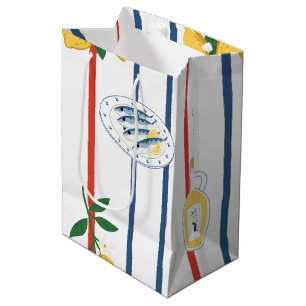 Mediterranean Sardines and Lemons Pattern Medium Gift Bag